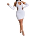 thumbnail image 1 of Robes Moulantes pour Femmes Découpées Col Halter Mini Robe avec Gants Soirée Cocktail Robes Cubwear, 1 of 2