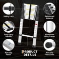 thumbnail image 3 of YUSAZENS Aluminum Telescoping Single Ladder, 20.5ft, No Hook Design, Heavy Duty Retractable Extension Ladder for Outdoor Work, 3 of 8