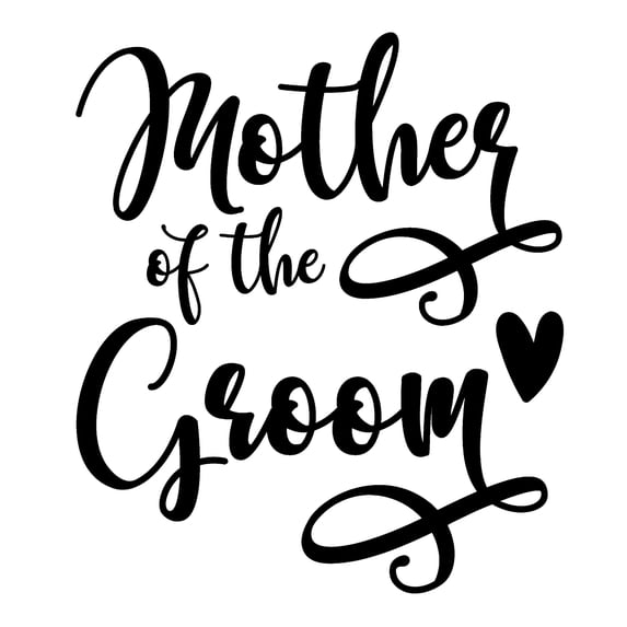 Mother Of The Groom Heart Family Mom Love Wedding Parent Wall Decals for Walls Peel and Stick wall art murals Black Small 8 Inch
