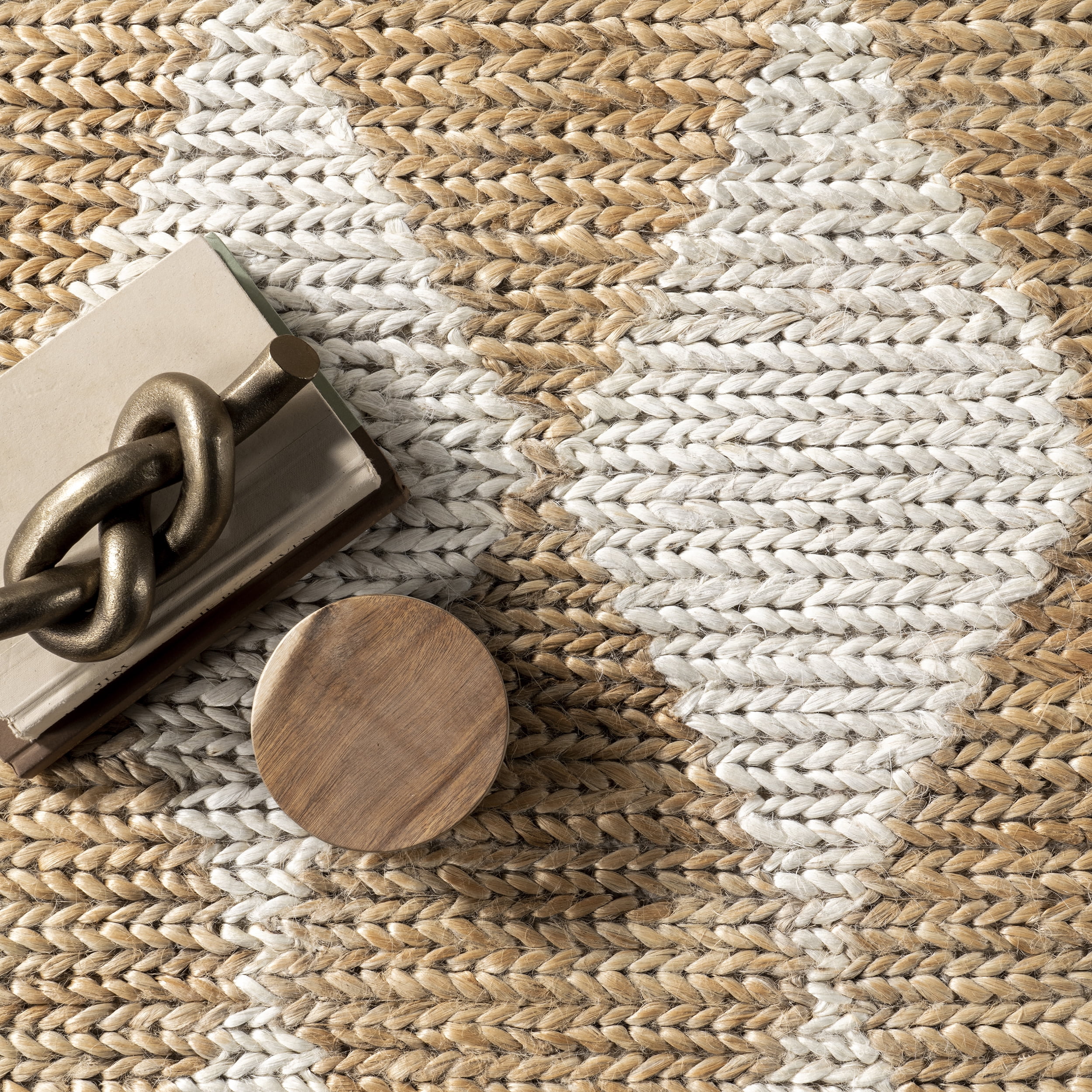 nuLOOM Chaya Diamond Striped Jute Blend Area Rug, 5' x 8', Natural