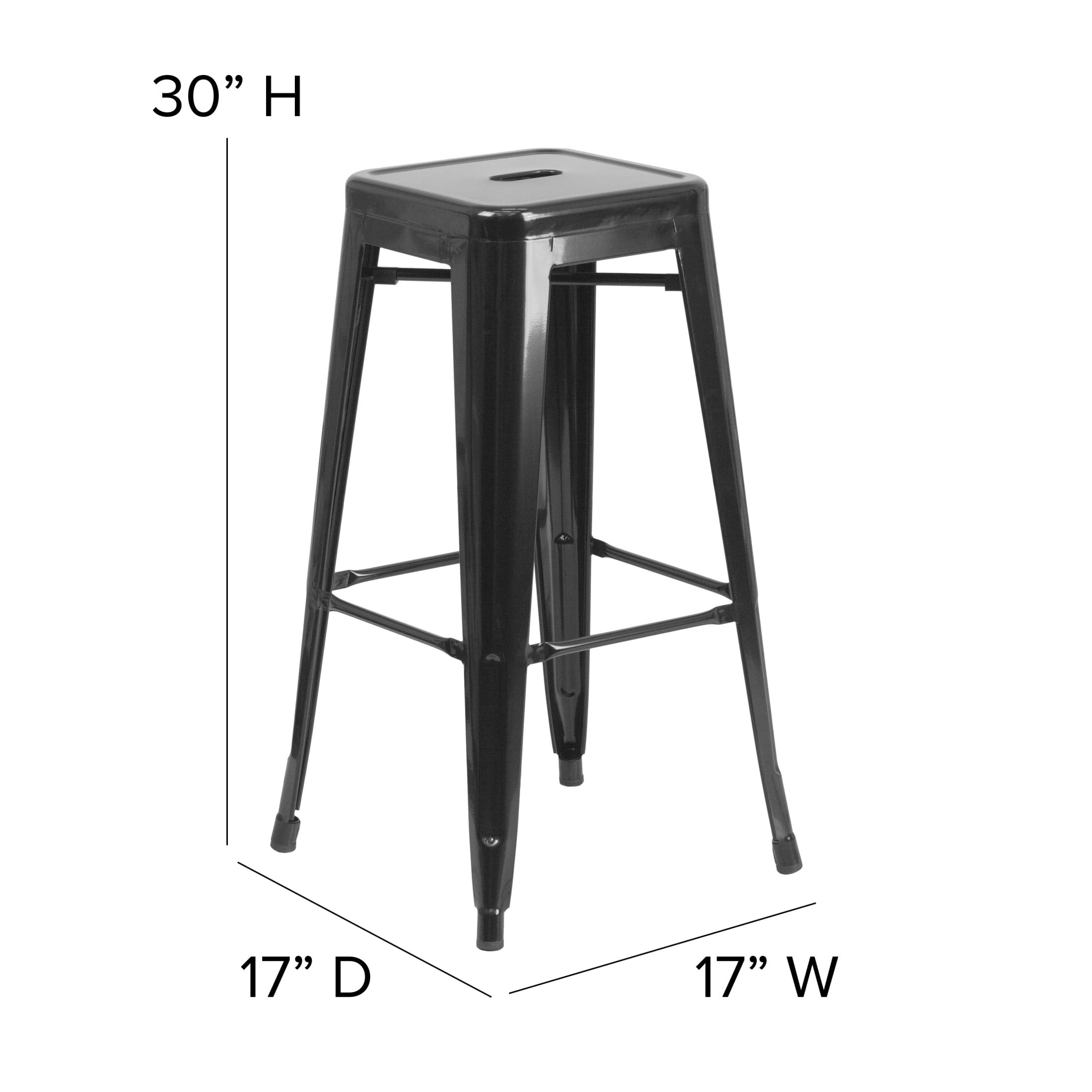Merrick Lane Indoor-Outdoor Bar Stool, Black