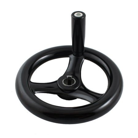 

16mm Center Bore 160mm Dia Plastic 3 Spoke Handwheel Hand Wheel w Handle