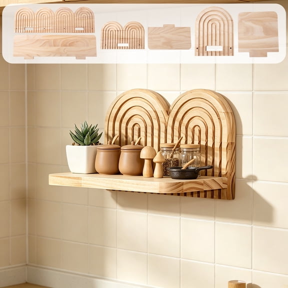 Wall Shelf,Floating Rack Handcrafted Wooden Organizer,Tool Free Assembly Shelf for Display and Wall Storage(Yellow)