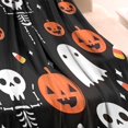 thumbnail image 3 of Halloween Ghosts Pumpkins and Skeletons Blanket,Comfortable Soft Flannel Throw Blanket,All Season,Warm Lightweight Blankets for Sofa Bed Couch Living Room Chair,30"x40", 3 of 4