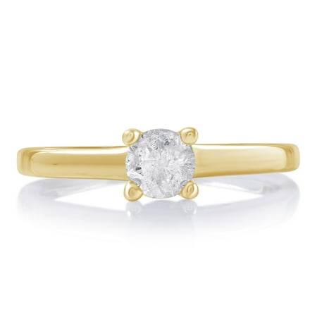 1 1/2 Carat T.W Diamond 10K Yellow Gold Solitaire Engagement Ring.