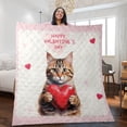 thumbnail image 2 of Happy Valentine's Day American Shorthair Brings Love Heart Quilt Blanket Cat Lover Kitten Owner Gifts Cozy Comforter Throw Blanket - 02028, 2 of 5