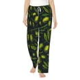 thumbnail image 2 of Picia Green Branch Olive Womens Soft Woven Cotton Elastic Waistband Sleep Pajama Pant Lounge Sleep Pant With Pockets And Drawstring-Small, 2 of 9