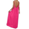 thumbnail image 6 of Women's Open Back Spaghetti Strap Beach Maxi Dress Loose Flowy Vacation Sundress RD1 XXL, 6 of 7