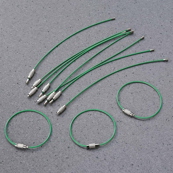 LEORX 10Pcs Stainless Steel Wire Loop Keyrings Green Heavy Duty Durable Steel Wire Chain for Keys
