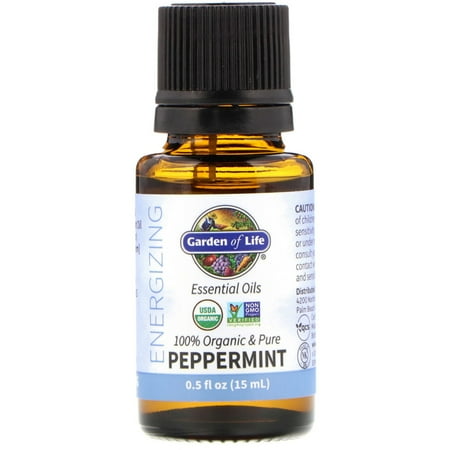Garden of Life 100 Organic Pure Essential Oils Energizing Peppermint 0 5 fl oz 15 ml
