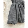 thumbnail image 6 of Black And White Womens Halter Neck Plaid Smocked Waist Mini Dress With Tie Straps, 6 of 6
