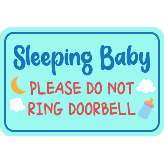 Classic Framed Plus Sleeping Baby Please Do Not Ring Doorbell Wall or Door Sign | Friendly Home Signage - Large