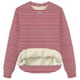 thumbnail image 3 of Yievot Women's Sherpa Lined Sweatshirts Oversized Fleece Thermal Pullover Casual Striped Crewneck Sweatshirt Winter Warm Tops, 3 of 4