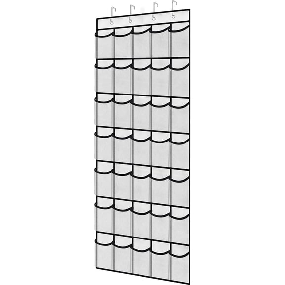 Over The Door Shoe Organizer, Hanging Shoe Organizer with 35 Mesh Large Pockets Door Shoe Rack Organizer for Men Women Kids Hanging Shoe Storage Bag.(White）