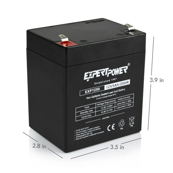 ExpertPower EXP1250 12V 5Ah Home Alarm Battery with F1 Terminals