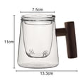thumbnail image 3 of Taza de té de vidrio con infusor y tapa, taza de té, taza de café de vidrio con mango de madera, taza de café de boca ancha, taza de gran capacidad, 3 of 5
