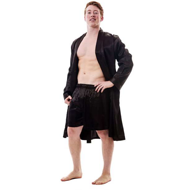 Up2date Fashion Up2date Fashion's Men's Satin Robe and Shorts