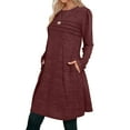 thumbnail image 5 of Womens Long Sleeve Dress Fall Fashion Sweater Dress with Pockets Pleated Front Casual Winter, 5 of 9