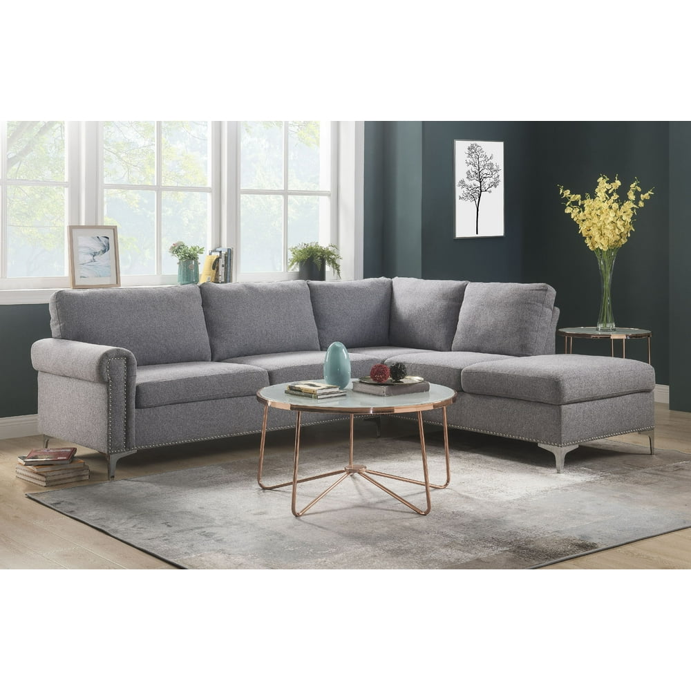 Acme Melvyn Sectional Sofa in Gray Fabric