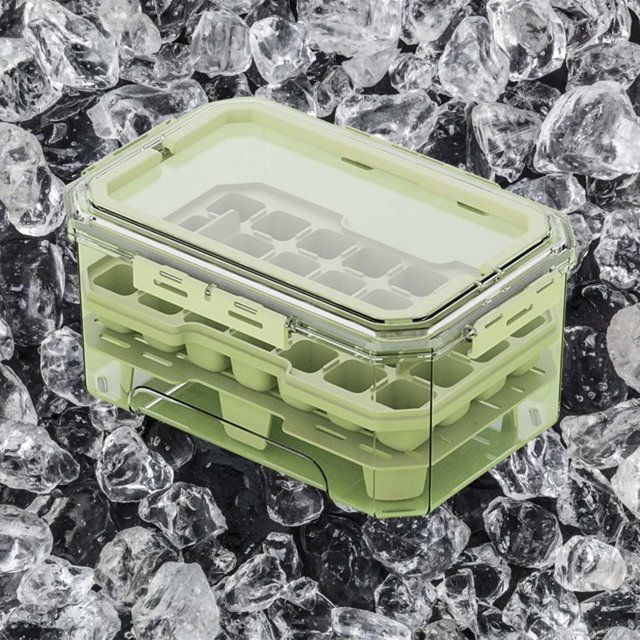 Xihbxyly Bandeja de Hielo Funcional, Contenedor Portátil para Refrigerador, Contenedor Sellado Multicapa para Cocina, Solución para Conservar Alimentos Frescos, Ideal para Picnics Al Aire Libre, Orga
