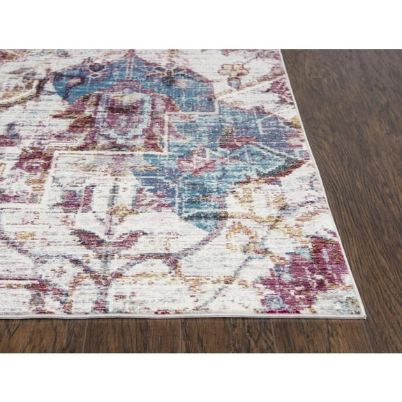 Alora Decor Morocco 5' x 7' Vine/Diamond Cream/Blue/Rust/Gold Area Rug