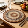 thumbnail image 5 of CHJK 8 Pcs Gradient Woven Round Placemat, 15 x 15 Inch Handmade Braided Heat Resistant Table Mat, Kitchen Dining Decor for Tabletop Protection, 5 of 6