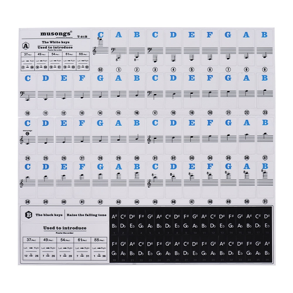 Transparent Abnehmbar Digital   Piano Keyboard Sticker Für 37//49//88//61//54