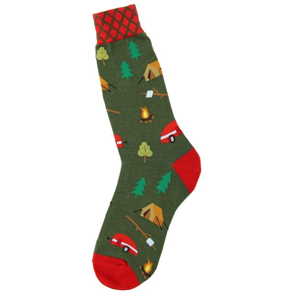 Foot Traffic, Men'S Outdoors-Themed Socks, Camping (Shoe Sizes 7-12)