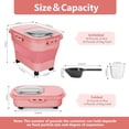 thumbnail image 2 of SSAWcasa 20lb Dog Food Container with Rotating Wheels, 30lb Collapsible Airtight Rice Storage Bucket with Scoop and Measuring Cup, Dog Food Storage Dispenser (Pink), 2 of 10
