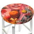 thumbnail image 3 of Balery Vibrant Floral Collage Portrait Round Bar Stool Seat Covers Velvet Fabric Adjustable Protects from Scratches and Stains for 14-17 Inch Chair-12 inch, 3 of 7