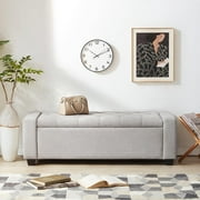 Weture Upholstered Storage Ottoman Bench, Tufted, Large, LightGray