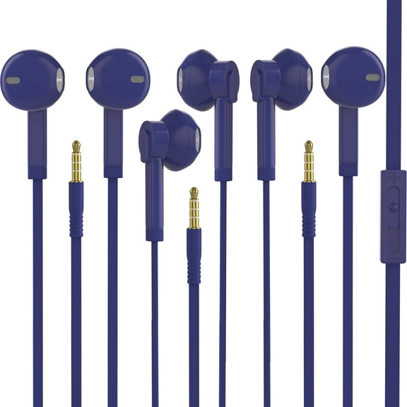3 Pack Earbuds Headphones with Microphone - School / Library / Office Supplies Replacement Earphone Earbuds for Kids, Adults - Individually Gift Box - Purple