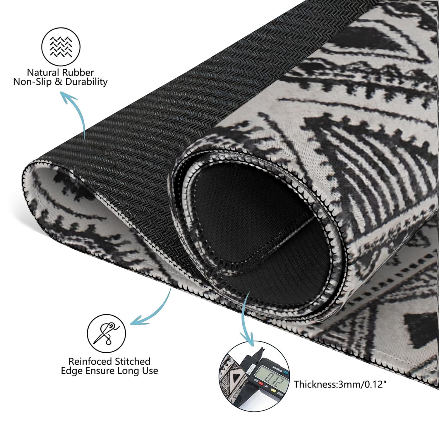 31.5x31.5 Boho Style Mahjong Mat, Anti-Slip Rubber Backing Noise Dampening Game Pad, Multi-Purpose Mat for Card Games Board Games and Family Gatherings