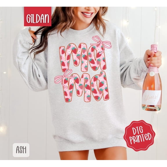 Strawberry Mama Sweatshirt, Cute Summer Sweater, Trendy Women's Crewneck, Coquette Mom Berry Sweatshirt, Mother's Day, for Her All Size S-5Xl