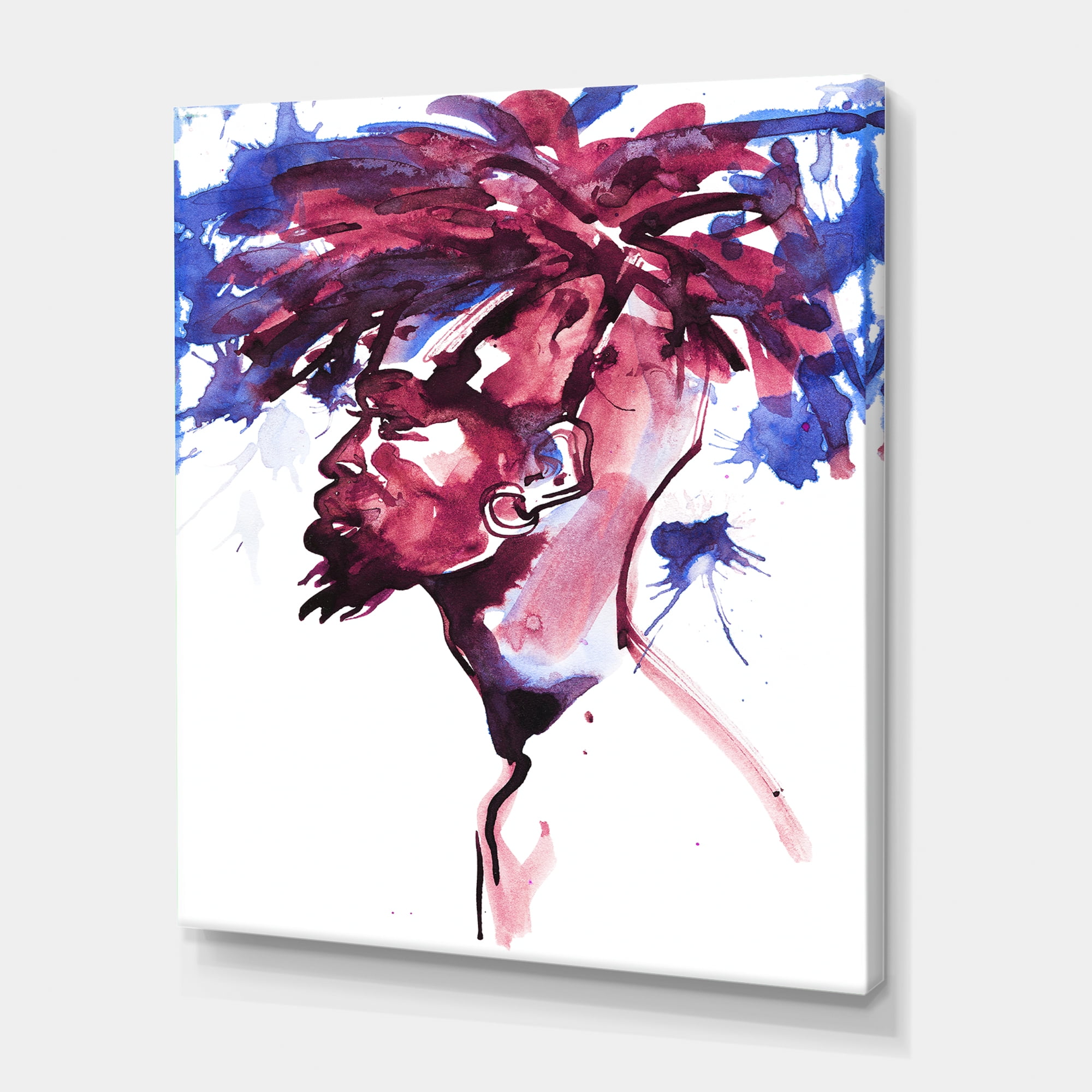 Fashion Portrait of Handsome African Man 12 in x 8 in Painting Canvas Art Print, by Designart