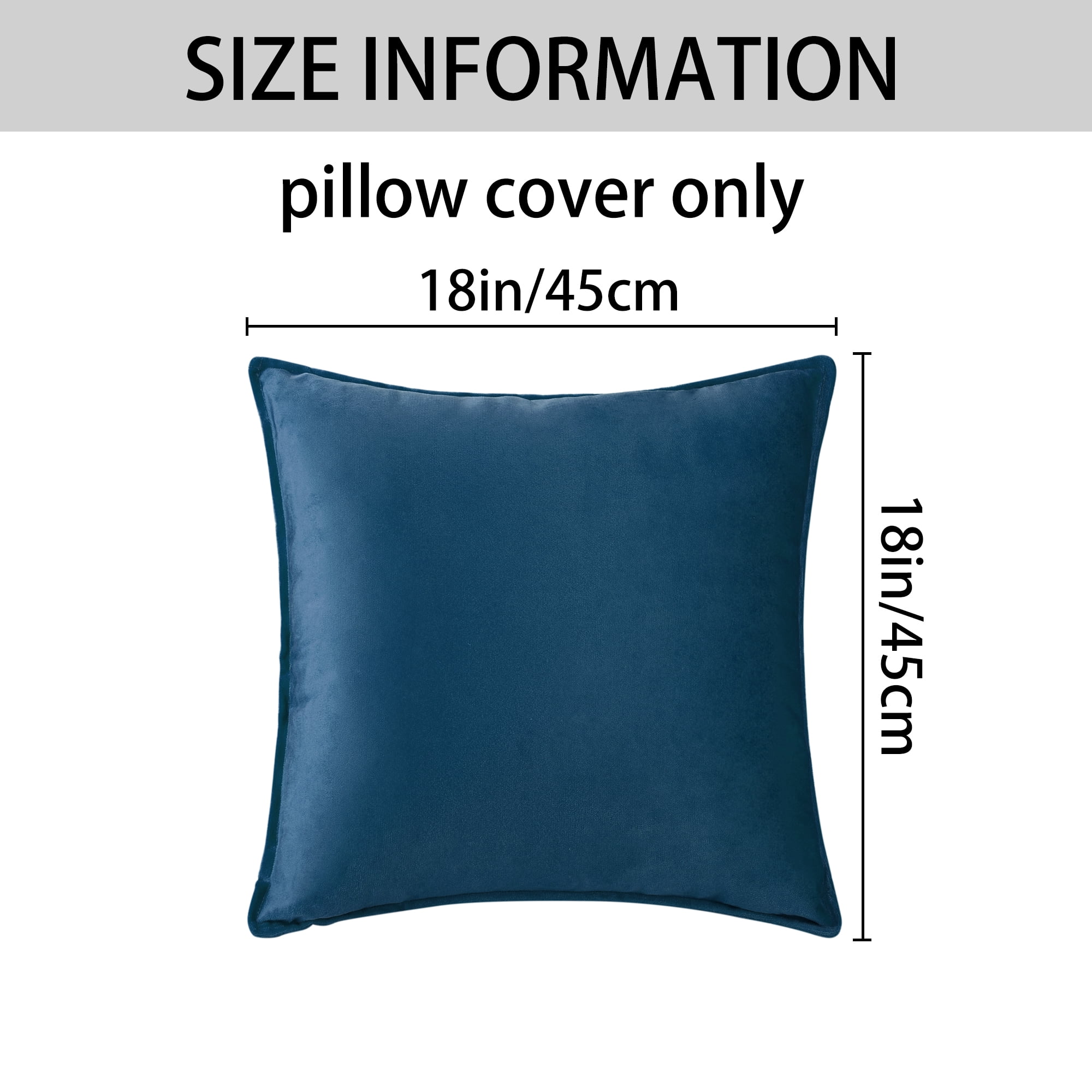 Unique Bargains Velvet Solid Throw Pillow Covers Decorative Cushion Covers (2 Count) Navy Blue 18" x 18"