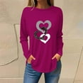 thumbnail image 2 of FAIWAD Tunique à Cœur pour Femmes Manches Longues Col Rond T-Shirts Tendance Grande Taille Chandail Tops, 2 of 3
