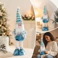 thumbnail image 6 of Blue Santa Standing Figure, Telescoping Christmas Doll Decor, Vintage Plaid Fabric Stretchable Figures, for Xmas Tree Home Party Festive Decor Christmas New Year Gift, Holiday Display Collection, 6 of 6
