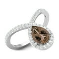 thumbnail image 2 of Delicate Tear Drop 7X5mm Pear Smoky Quartz 925 Sterling Silver Solitaire Valentines Day Gifts Ring, 2 of 3