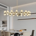 thumbnail image 6 of Modern 36" Gold Round Chandelier Light Fixture, K9 Crystal Chandeliers for Dining Room, Living Room, Dining Room Chandeliers Over Table, Chandelier for Bedroom, Foyer, Includes 36XG4 Bulbs, 6 of 8