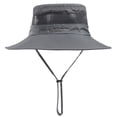 thumbnail image 3 of FUZHIQ Breathable Mesh Wide Brim Sun Hat UPF 50+ UV Protection for Men Women, Windproof Bucket Hat with Adjustable Strap for Fishing Hiking Gardening Beach Outdoor, 3 of 6