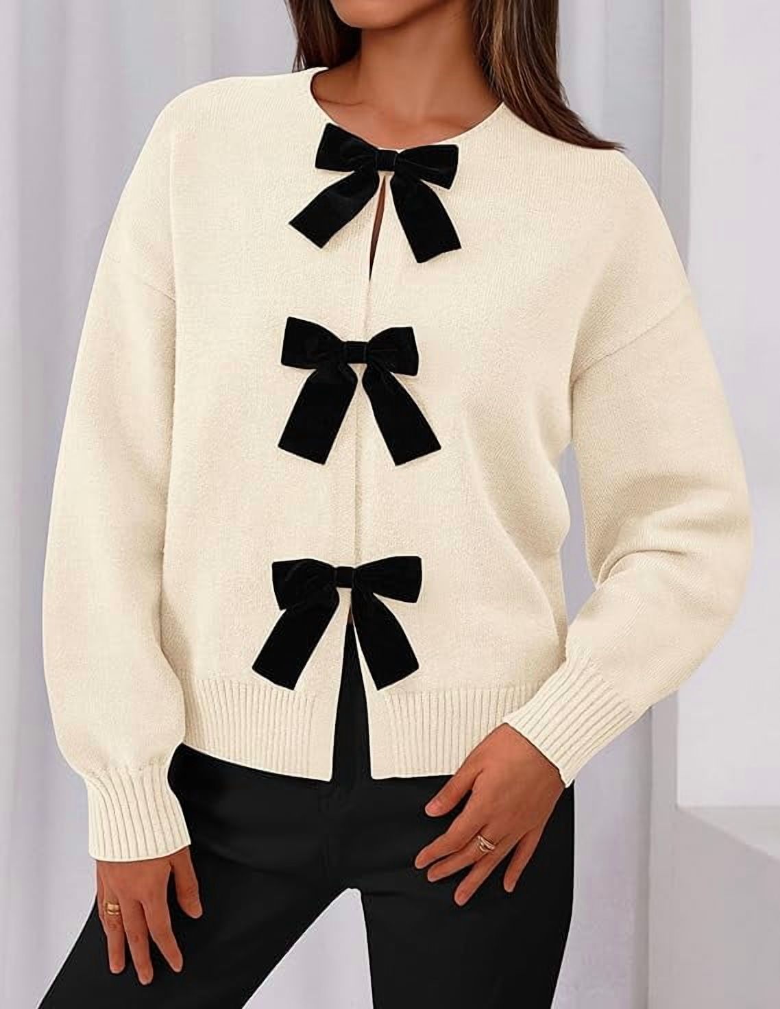 PRETTYGARDEN Women's Bow Tie Front Cardigan Sweater photo 4