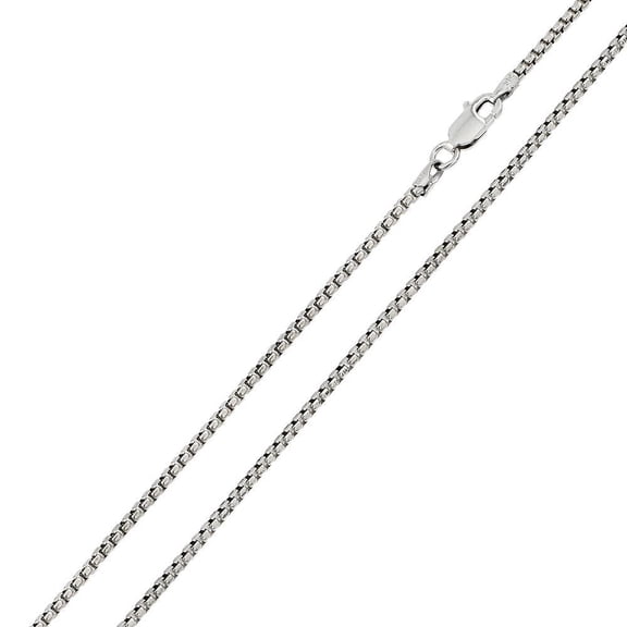 Rhodium Plated 925 Sterling Silver Round Box 040 Chain 2mm Made in Italy 18" Jewelry Female Unisex