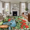 thumbnail image 2 of Spring Flowers Area Rugs 5x7 ft Vintage Blue Stroller Birds Red Floral Leaf Grass Washable Rug Non Slip Indoor Carpet Absorbent Floor Mat for Living Room Bedroom Dining Room, 2 of 9