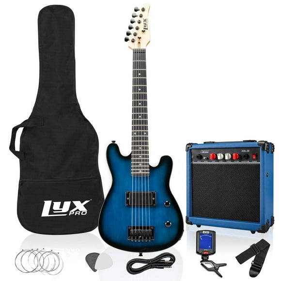 LyxPro Débutant Guitare Électrique 30" & Accessoires de Guitare Électrique pour les Enfants, Bleu