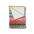 thumbnail image 2 of Colorful Soft Flannel Fleece Throw Blanket, Horizontal Striped Pattern with Heart Circles Spirals and Flowers Artprint, Cozy Plush for Indoor and Outdoor Use, 50" x 60", Multicolor, by Ambesonne, 2 of 6