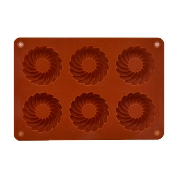 Leodye 1PCS 6-cavity Round Silicone Baking Molds - Non-stick for Cookies/Chocolate -7.36X5.07X0.62 inches
