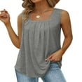 thumbnail image 1 of CHOK Camisoles pour Femmes à Encolure Carrée Plissée Sans Manches Hauts d'Été Ourlet Arrondi Chandails Fluides, 1 of 7