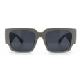thumbnail image 5 of Womens Thick Temple Square Rectangle Sleek Plastic Clean Sunglasses Khaki - Black, 5 of 8