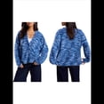 thumbnail image 3 of Suéter Tipo Cárdigan de Rayas Extragrande para Mujer, de Punto, con Botones, Larga y Hombros Caídos Azul L, 3 of 10